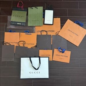 Gucci and Louis Vuitton Shopping Bags
